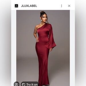 JLUXLABEL One-Shoulder Wine Dress